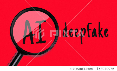 Understanding AI deepfakes using a magnifying glass on a red background Understanding AI deepfakes using a magnifying glass on a red background 138040976