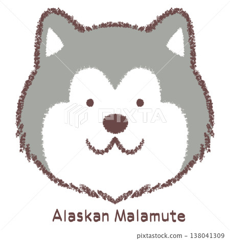 Alaskan Malamute face icon - with name Alaskan Malamute face icon - with name 138041309