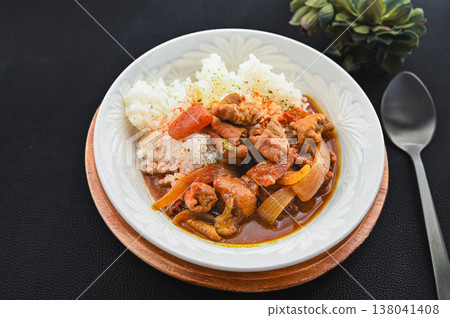 Curry rice with pork offal Curry rice with pork offal 138041408
