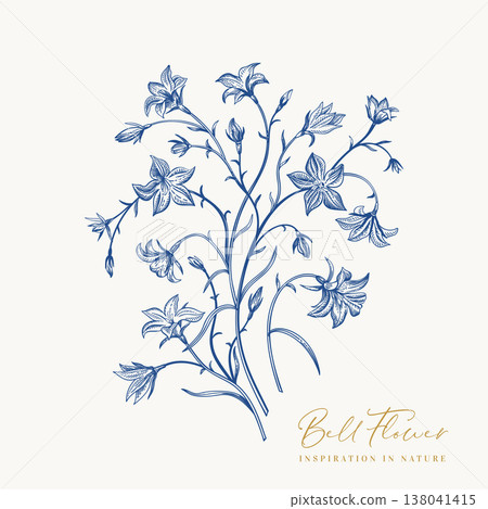 Hand-drawn bell flower bouquet Hand-drawn bell flower bouquet 138041415
