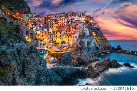Manarola Village, Cinque Terre Coast of Italy. La Spezia, Liguria, Italy 138041610
