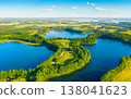 Aerial view of lakes in Narachanski National Park, Belarus 138041623