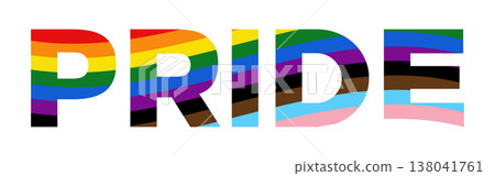 Pride typography, LGBT rainbow flag vector text banner 138041761