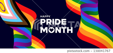 Pride Month background, LGBTQIA progress pride flag banner 138041767
