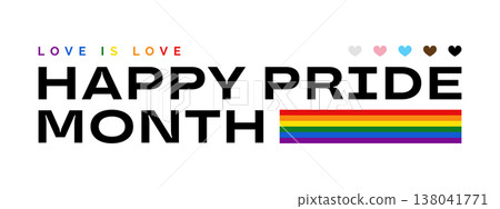 Happy Pride Month typography banner, LGBTQIA pride text Happy Pride Month typography banner, LGBTQIA pride text 138041771