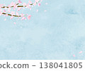 Watercolor cherry blossom and blue sky background frame illustration 138041805