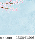 Watercolor cherry blossom and blue sky background frame illustration 138041806