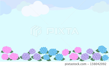 Hydrangea and Cloud Frame Background (16:9) Vector | Rainy Season Flowers and Sky Banner/Video Design Material Hydrangea and Cloud Frame Background (16:9) Vector | Rainy Season Flowers and Sky Banner/Video Design Material 138042092