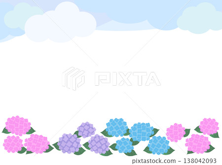 Hydrangea and Cloud Frame (A-size) Vector | Transparent Background, Rainy Season Printable Material Hydrangea and Cloud Frame (A-size) Vector | Transparent Background, Rainy Season Printable Material 138042093