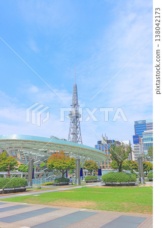 Scenery of Nagoya TV Tower and spaceship on water, Nagoya, Aichi Prefecture 138042173
