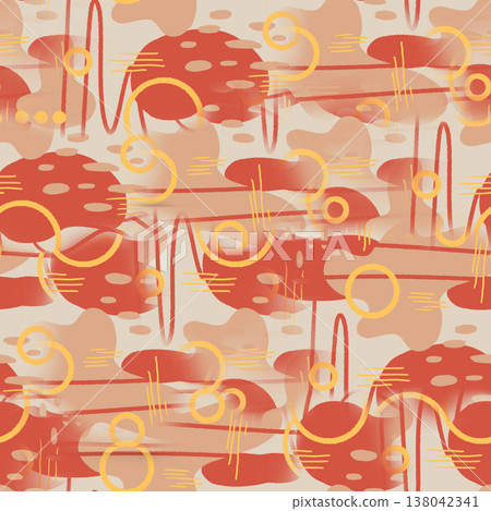 Seamless geometric pattern. Abstract background. Red, orange, beige. Watercolor, pastel. For printing, prints, products, textiles, wallpaper Seamless geometric pattern. Abstract background. Red, orange, beige. Watercolor, pastel. For printing, prints, products, textiles, wallpaper 138042341