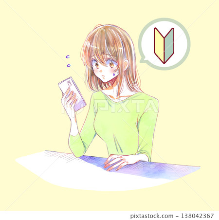 A woman having trouble using her smartphone - Beginner A woman having trouble using her smartphone - Beginner 138042367