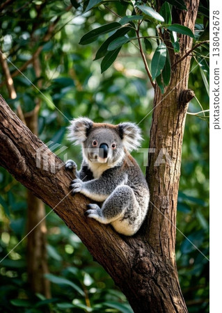 树上的考拉栖息姿态 树上的考拉栖息姿态 138042678