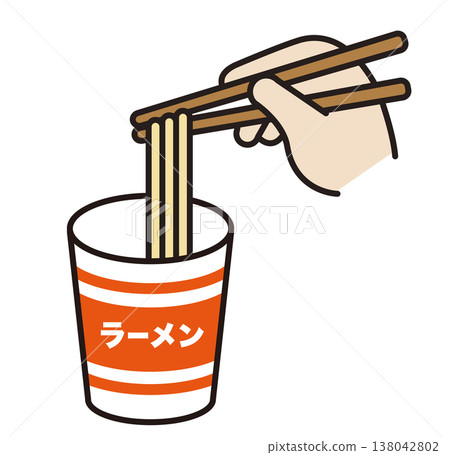An illustration of cup noodles. Instant ramen, instant noodles, emergency food ingredients. An illustration of cup noodles. Instant ramen, instant noodles, emergency food ingredients. 138042802