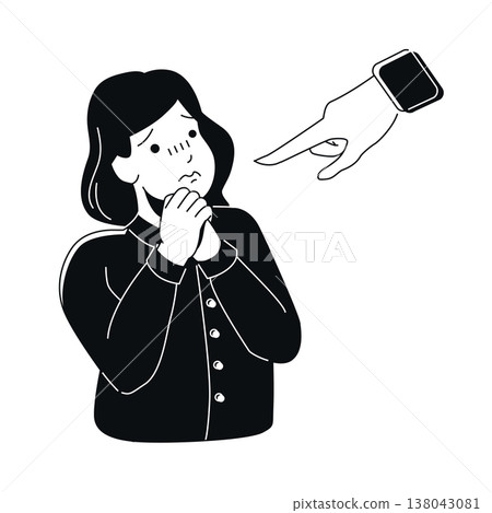 Blamed Woman - Black and White Flat Design Illustration 138043081