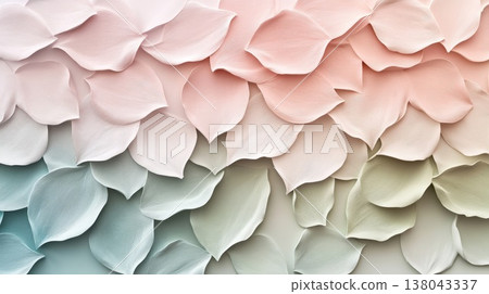 Beautiful close up texture of soft pastel colored flower petals arranged in a wall background for wedding or spring. Beautiful close up texture of soft pastel colored flower petals arranged in a wall background for wedding or spring. 138043337