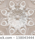 Fractal pattern in the style of stucco bas-relief on a gray stone wall 138043444