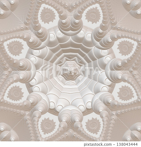Fractal pattern in the style of stucco bas-relief on a gray stone wall 138043444