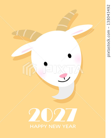 Cute goat head vector card illustration Cute goat head vector card illustration 138043492