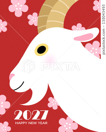 Cute goat profile on flowers background Cute goat profile on flowers background 138043493