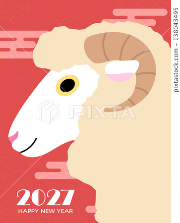 Cute sheep or ram profile 2027 card vector 138043495
