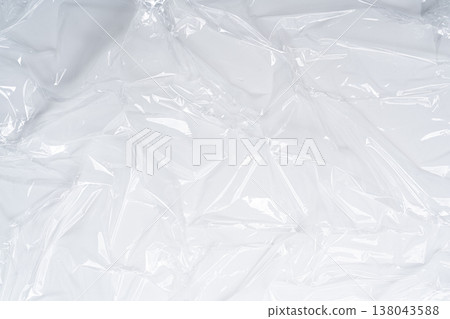 a sheet of crumpled clear plastic a sheet of crumpled clear plastic 138043588