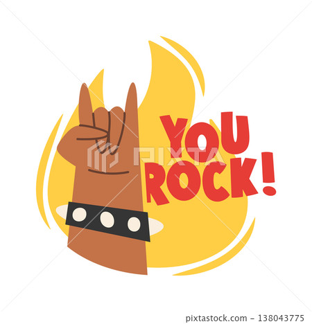 Hand making rock horn sign with spiked wristband 138043775
