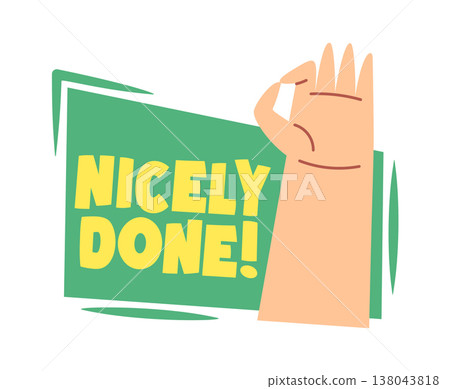 Ok hand sign beside bold praise lettering 138043818
