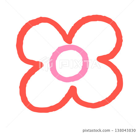 Flower with four petal contour sketch Flower with four petal contour sketch 138043830