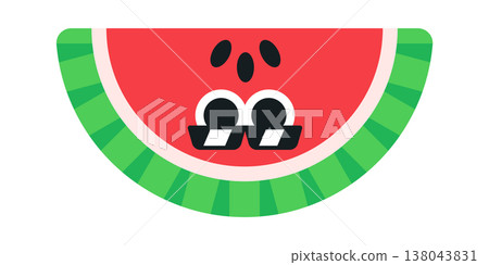 Watermelon wedge with seeds and sunglasses Watermelon wedge with seeds and sunglasses 138043831