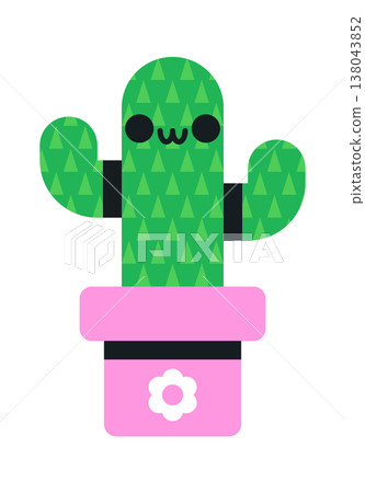Cactus with round eyes and smiling face Cactus with round eyes and smiling face 138043852