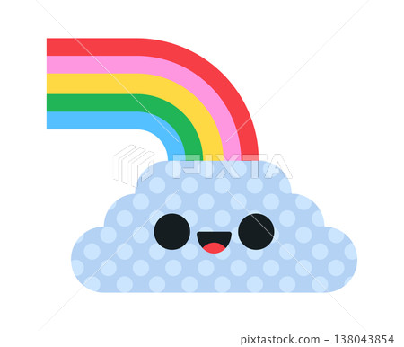 Smiling polka dot cloud with kawaii face 138043854