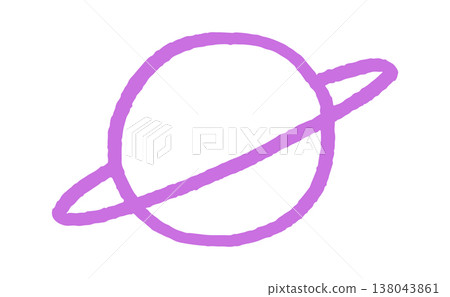 Planet with ring sketched as rough circle Planet with ring sketched as rough circle 138043861