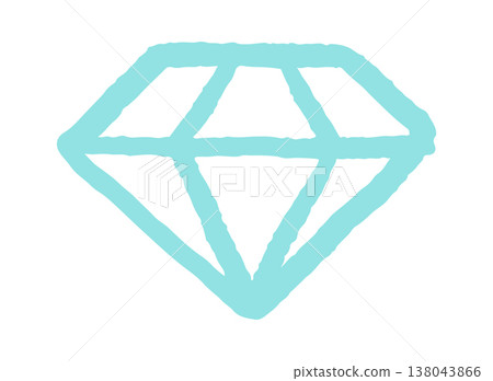 Diamond gemstone outline with hand drawn facets 138043866
