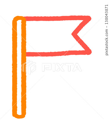 Flag on pole triangular pennant sketch Flag on pole triangular pennant sketch 138043871