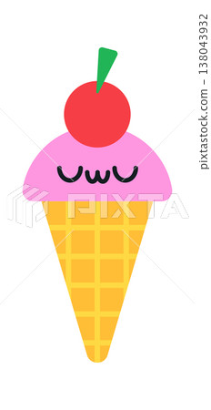 Ice cream cone with sleepy face Ice cream cone with sleepy face 138043932