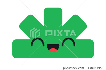 Kawaii emblem mascot with rounded badge shape 138043953