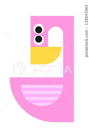 Swan shaped as letter J with bold beak Swan shaped as letter J with bold beak 138043965