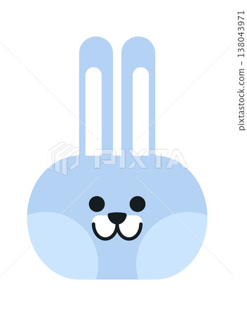 Bunny head with long ear and smiling face Bunny head with long ear and smiling face 138043971