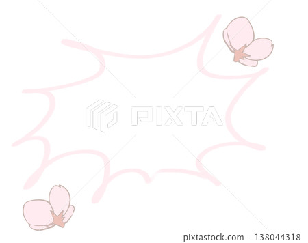 Simple frame with pink cherry blossoms, speech bubble style, surprise 138044318