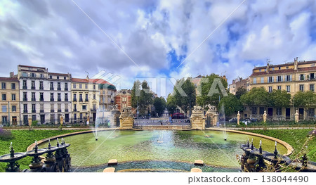 Marseille, France. The ponds in the lower part of the Palace Longchamp. The Palace Longchamp is a monument in the 4th arrondissement of Marseille, France. Marseille, France. The ponds in the lower part of the Palace Longchamp. The Palace Longchamp is a monument in the 4th arrondissement of Marseille, France. 138044490