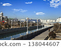 ASHGABAT, TURKMENISTAN, January 25, 2022:  Modern architecture of Ashgabat. View of the water channel. ASHGABAT, TURKMENISTAN, January 25, 2022. 138044607