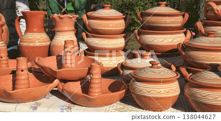 Chisinau, Moldova - October 15,2022: City Day. Ceramic dishes handmade. Chisinau, Moldova - October 15,2022 138044627
