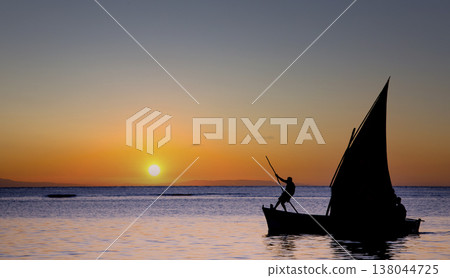 sailboat at sunset in Mauritius island sailboat at sunset in Mauritius island 138044725