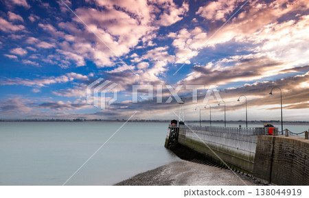 Jetty and lighthouse in Cancale, brittany, france 138044919
