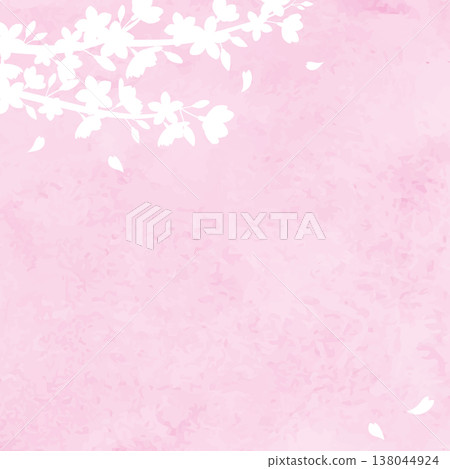 櫻花剪影水彩背景邊框插圖 138044924