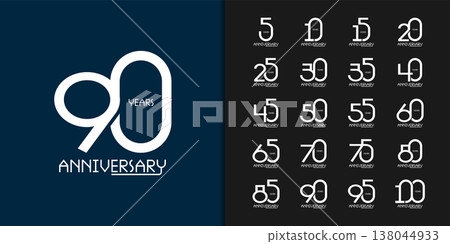 Set of trendy anniversary logotype. Modern geometric anniversary celebration icons design. Set of trendy anniversary logotype. Modern geometric anniversary celebration icons design. 138044933