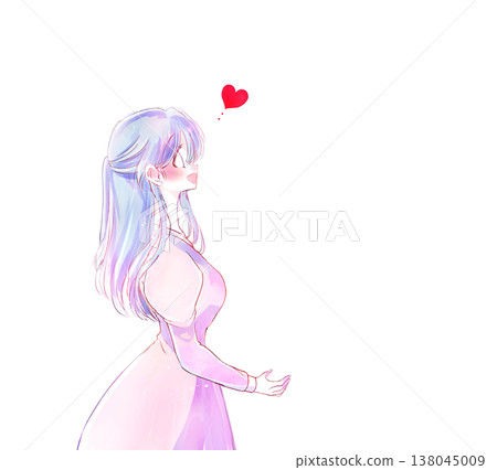 女人伸出一隻手，面帶微笑，浪漫，側臉 138045009