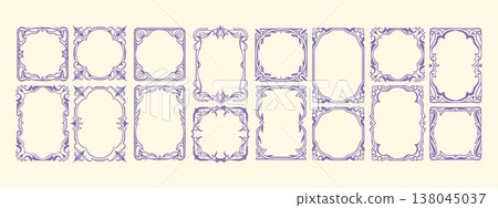 Vintage victorian frames, hand drawn retro borders, gothic swirl ornamental holiday wedding decor. Vintage victorian frames, hand drawn retro borders, gothic swirl ornamental holiday wedding decor. 138045037