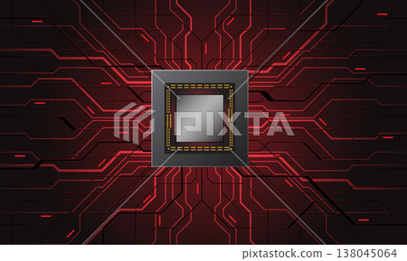 Abstract red circuit board technology connected lines electronics elements computer motherboard chip processor semiconductor digital background vector Abstract red circuit board technology connected lines electronics elements computer motherboard chip processor semiconductor digital background vector 138045064